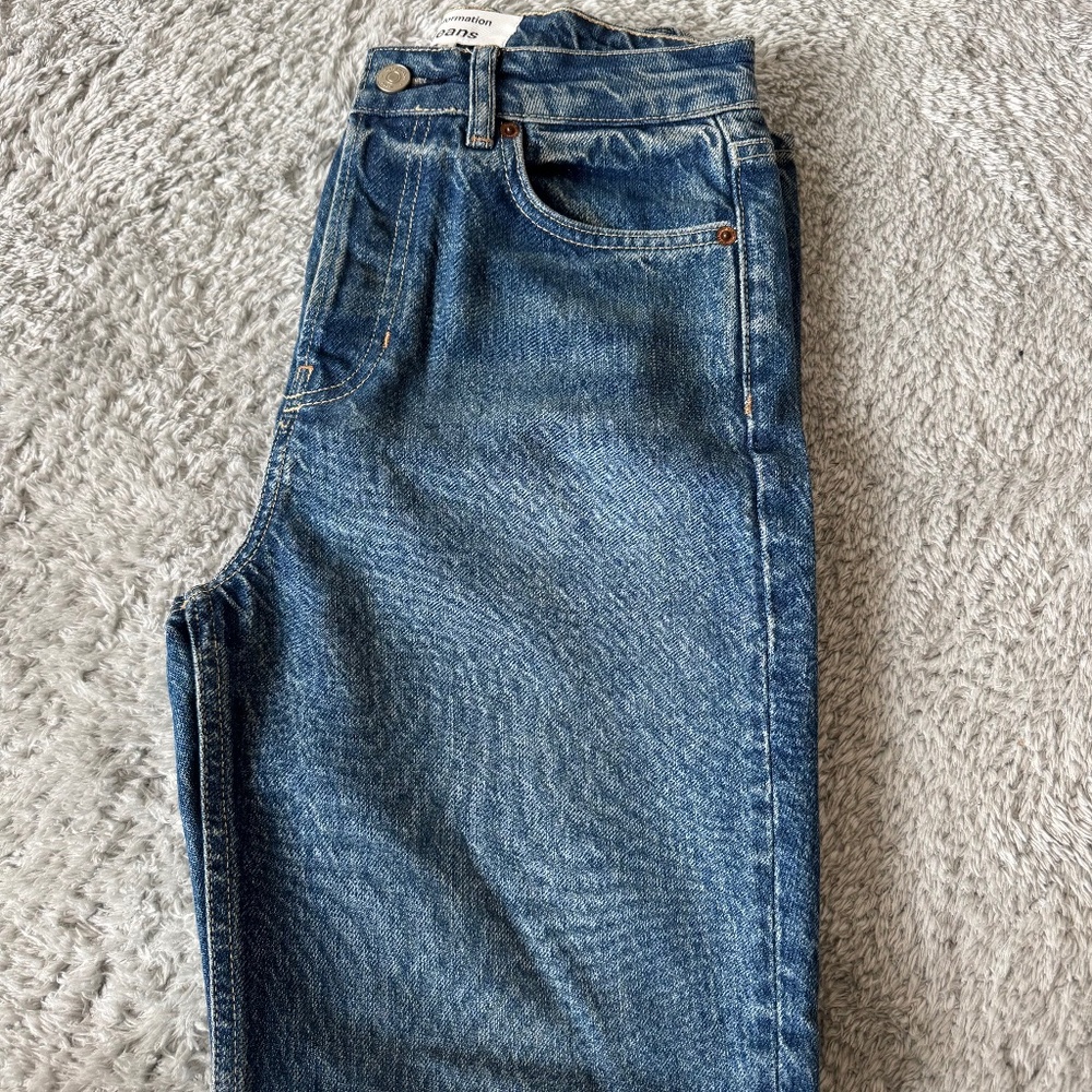 Reformation Cynthia High Rise Straight Cropped Jeans, Lanier, Size 25